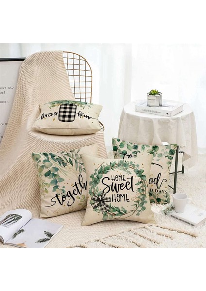 Bahar Yastığı Kapağı 18X18 Set 8 Okaliptüs Yaprağı Çiftlik Evi Yastık Bahar Süslemeleri Kanepe Yastık Kılıfı (Yurt Dışından) modelleri