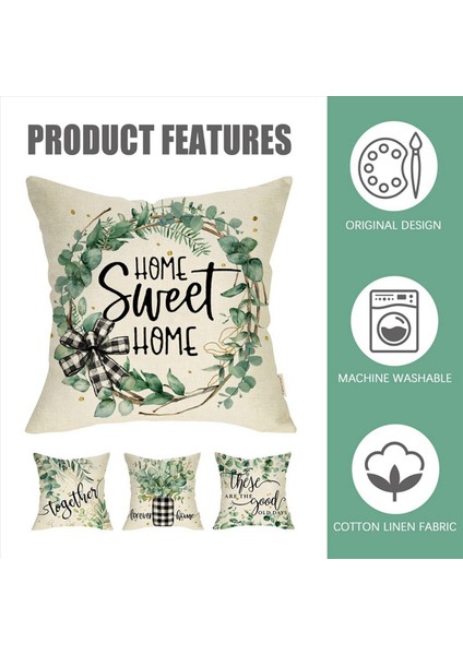 Bahar Yastığı Kapağı 18X18 Set 8 Okaliptüs Yaprağı Çiftlik Evi Yastık Bahar Süslemeleri Kanepe Yastık Kılıfı (Yurt Dışından) indirimleri