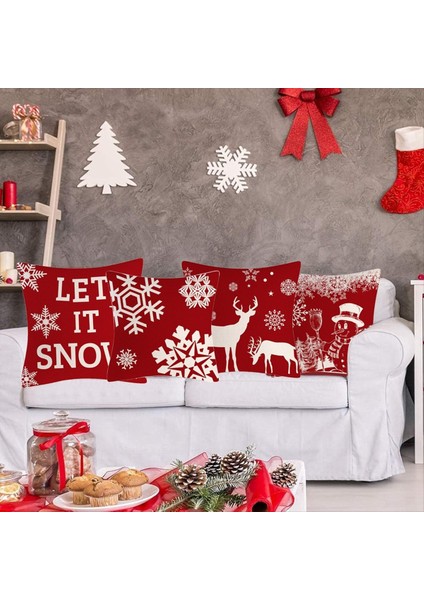 18X18 Inç 4 Noel Açık Yastık Kapakları Su Geçirmez Yastık Kılıfları Yeni Yıl Yastık Dekoru (Yurt Dışından) fırsatları