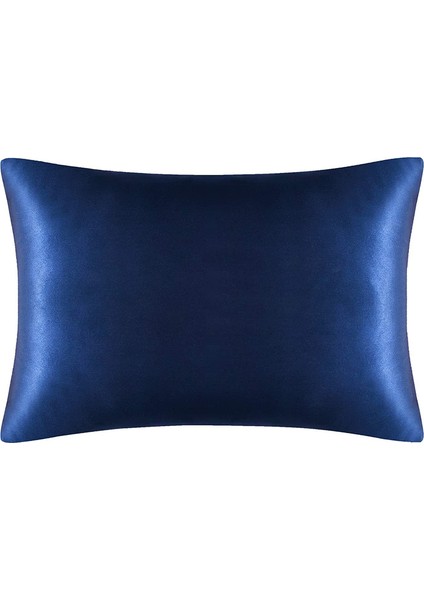 Her Iki Taraf Da Saç ve Cilt Için Doğal Saf Dut Ipek Yastık Kılıfı 600 Iplik Sayısı 50X75CM-NAVY Mavi (Yurt Dışından)