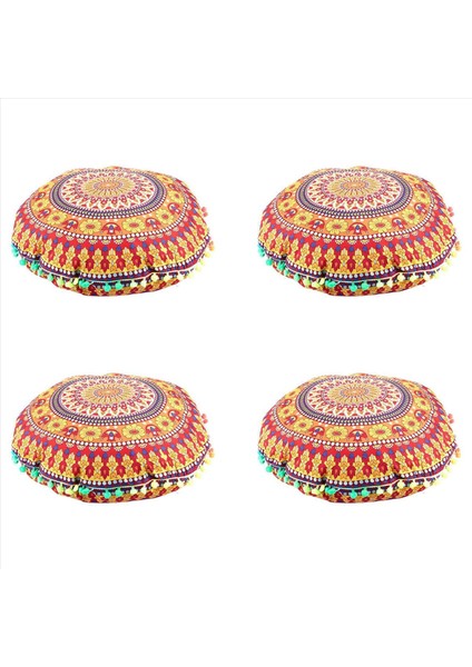 4x Hint Mandala Zemin Yastıkları Yuvarlak Bohem Yastık Yastıkları Yastıklar Kapak Kılıfı 13 (Yurt Dışından)