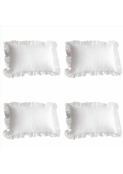 4x% 100 Pamuklu Fırfır Yastık Kılıfı Fırfırlı Yastık Kapağı Beyaz Yastık Kılıfı (Yurt Dışından)