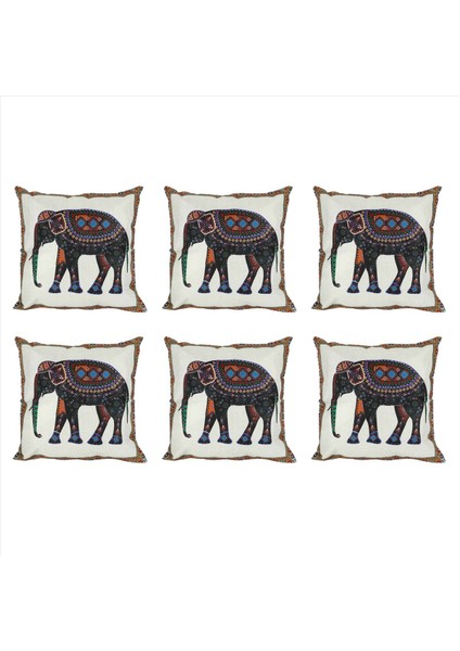 6x Hint Örme Fil Pamuk Keten Atma Yastığı Kılıf Yastık Kapak Dekor (Yurt Dışından)