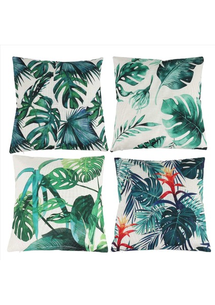 Bahçe Mobilya Bahçe Yastıkları Için 4 Açık Minder Seti Keten Yeşil Yastık 18X18INÇ Kanepe Yastıkları Kapak (Yurt Dışından)