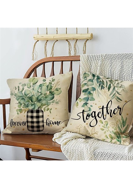 Bahar Yastığı Örtüsü 18X18 Set 4 Okaliptüs Yaprak Çiftlik Evi Yastık Bahar Süslemeleri Kanepe Yastık Kılıfı (Yurt Dışından) fiyatları