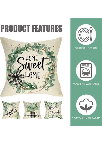 Bahar Yastığı Örtüsü 18X18 Set 4 Okaliptüs Yaprak Çiftlik Evi Yastık Bahar Süslemeleri Kanepe Yastık Kılıfı (Yurt Dışından) indirimleri