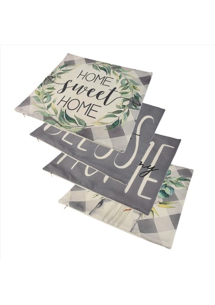 Çiftlik Bahar Yastığı Kapakları 4 18X18 Okaliptüs Yaprakları Seti Yastık Atma Bufalo Ekose Yay Süslemeleri Kanepe Için (Yurt Dışından) fiyatları