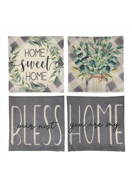 Çiftlik Bahar Yastığı Kapakları 4 18X18 Okaliptüs Yaprakları Seti Yastık Atma Bufalo Ekose Yay Süslemeleri Kanepe Için (Yurt Dışından) modelleri