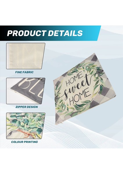 Çiftlik Bahar Yastığı Kapakları 4 18X18 Okaliptüs Yaprakları Seti Yastık Atma Bufalo Ekose Yay Süslemeleri Kanepe Için (Yurt Dışından) indirimleri