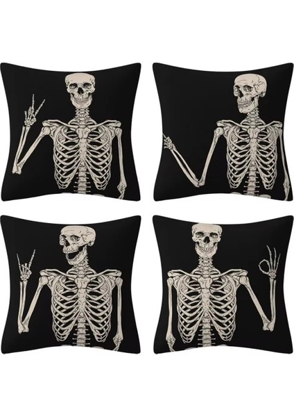 Cadılar Bayramı Yastığı Kapakları 18X18INCH Atma Yastık Kapakları 4peeces Cadılar Bayramı Yastık Kılıfı Cadılar Bayramı Dekorasyon Yastık Kapakları (Yurt Dışından)