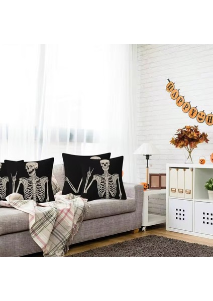 Cadılar Bayramı Yastığı Kapakları 18X18INCH Atma Yastık Kapakları 4peeces Cadılar Bayramı Yastık Kılıfı Cadılar Bayramı Dekorasyon Yastık Kapakları (Yurt Dışından) indirimleri
