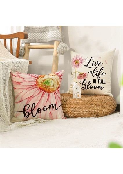 Bahar Yastığı Kapakları 18X18 Set 4 Bahar Süslemeleri Çiçek Çiftlik Evi Yastık Atma Kapakları Ev Kanepe Dekor A (Yurt Dışından) fiyatları