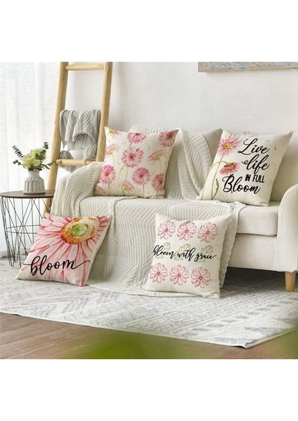 Bahar Yastığı Kapakları 18X18 Set 4 Bahar Süslemeleri Çiçek Çiftlik Evi Yastık Atma Kapakları Ev Kanepe Dekor A (Yurt Dışından) modelleri