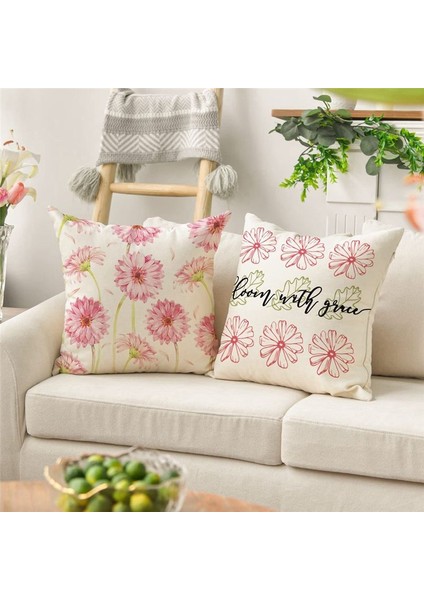 Bahar Yastığı Kapakları 18X18 Set 4 Bahar Süslemeleri Çiçek Çiftlik Evi Yastık Atma Kapakları Ev Kanepe Dekor A (Yurt Dışından) fırsatları