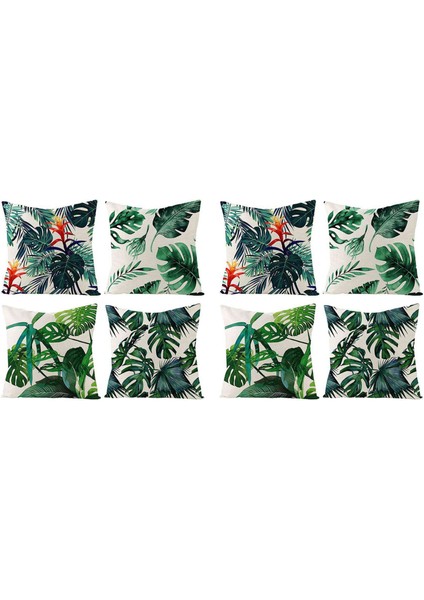 Bahçe Mobilya Bahçe Yastıkları Için 8 Açık Minder Seti Keten Yeşil Yastık 18X18INÇ Kanepe Yastıkları Kapak (Yurt Dışından)