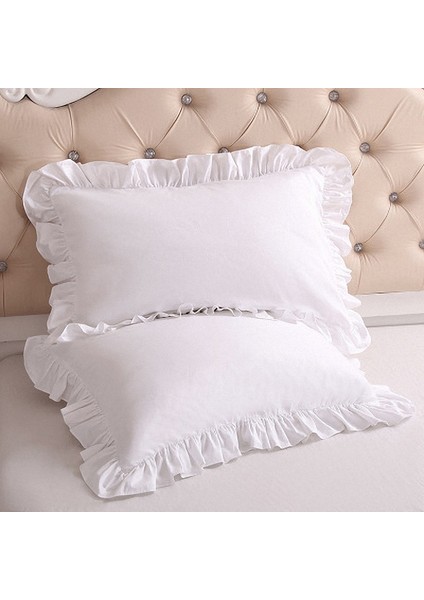 % 100 Pamuklu Fırfır Yastık Kılıfı Fırfırlı Yastık Kapağı Beyaz Yastık Kılıfı (Yurt Dışından) fırsatları
