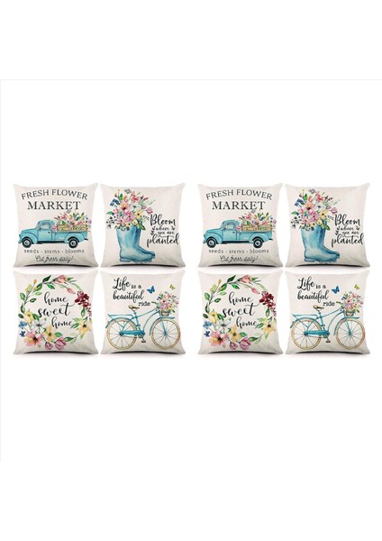 Bahar Yastığı Kapakları 18X18INCH Atma Yastığı Kılıfı 8 Farmhouse Yastık Kılıfı Ev Dekor (Yurt Dışından)