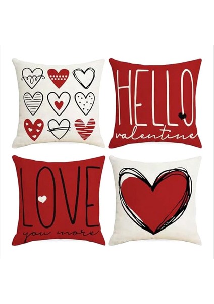 Sevgililer Yastık Kapakları Yastık Kapakları Sevgililer Dekor Seti 4 Yastık Kapağı Yıldönümü Düğün Yastık Dekoru (Yurt Dışından)