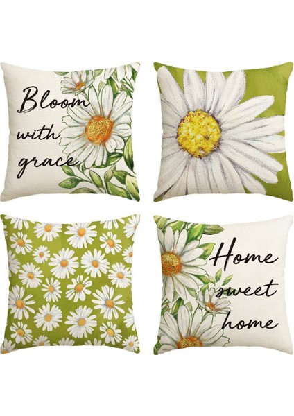 Bahar Yastık 18X18 Set 4 Çiftlik Evi Atma Yastık Bahar Süslemeleri Çiçek Yastık Kılıfı Ev Dekor (Yurt Dışından)