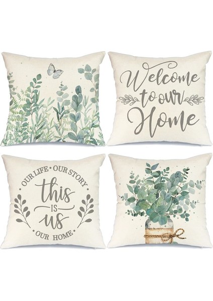 Bahar Yastığı 18X18 Set 4 Çiftlik Evi Atma Yastıkları Bahar Süslemeleri Okaliptüsler Kanepe Için Ev Dekorunu Bırakır (Yurt Dışından)