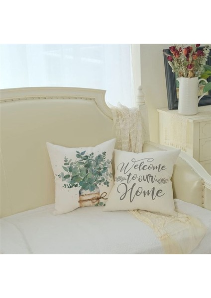 Bahar Yastığı 18X18 Set 4 Çiftlik Evi Atma Yastıkları Bahar Süslemeleri Okaliptüsler Kanepe Için Ev Dekorunu Bırakır (Yurt Dışından) indirimleri