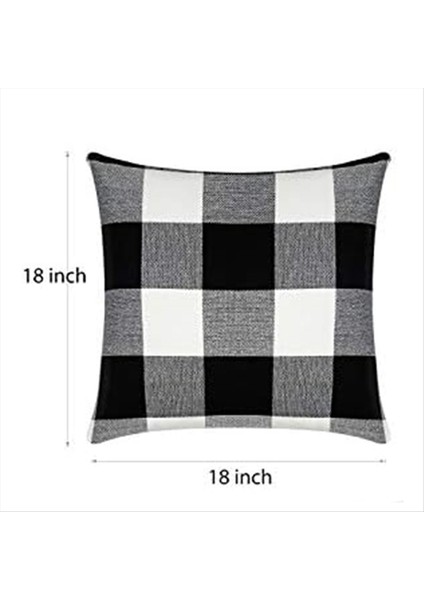 Kontrol Atış Yastık Kapakları Çiftlik Evi Dış Çaplı Kare Yastık Yastık Kılıfı Siyah ve Beyaz Keten (Yurt Dışından) modelleri