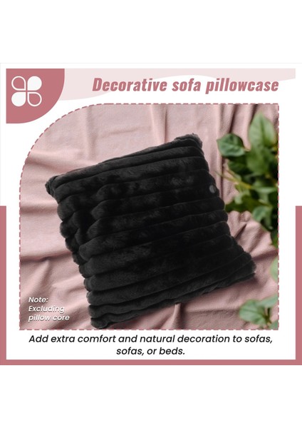 Kürk Peluş Peluş Siyah Atma Yastığı Kapakları Bulanık Çizgili Yastık Kılıfı Yastık Kapakları 18 x 18 Inç Dekor Kanepe Yatak Odası B (Yurt Dışından) indirimleri