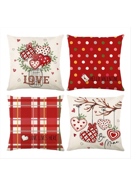 Sevgililer Günü Yastık Kapakları Sevgililer Dekor Polka Dotlar Kırmızı Kalpler Çizgili Aşk Dekoratif Yastık Evleri Için Ev Dekoru (Yurt Dışından)