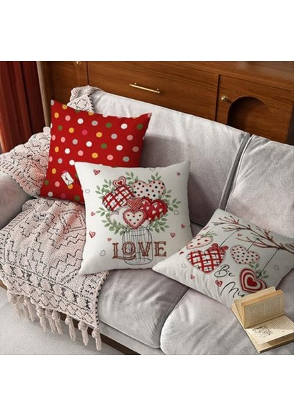 Sevgililer Günü Yastık Kapakları Sevgililer Dekor Polka Dotlar Kırmızı Kalpler Çizgili Aşk Dekoratif Yastık Evleri Için Ev Dekoru (Yurt Dışından) indirimleri
