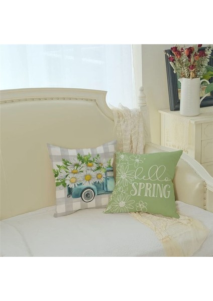 Bahar Yastığı Kapakları 18X18 Set 4 Yay Dekorasyonu Buffalo Ekose Çiftlik Atışı Yastık Ev Sofa Dekor Yastık Kılıfı (Yurt Dışından) indirimleri