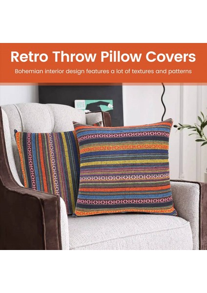 2 Bohem Atma Yastık Seti Kapaklar Dekoratif Boho Meksika Retro Şerit Çok Renkli Yastık Kılıfları Kanepe Için 18X18INCH (Yurt Dışından) fırsatları