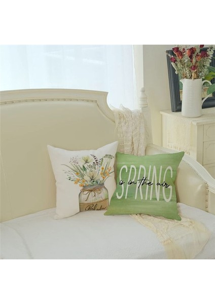 Bahar Yastığı Kapakları 18X18 Set 4 Yay Dekorasyonu Çiftlik Evi Yastığı Atma Evi Kanepe Dekor Yastık Kılıfı (Yurt Dışından) fırsatları