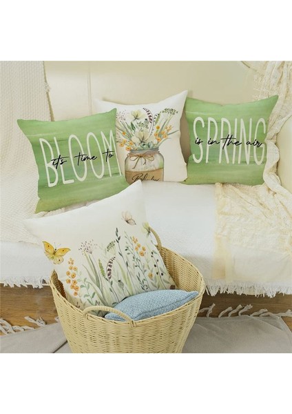 Bahar Yastığı Kapakları 18X18 Set 4 Yay Dekorasyonu Çiftlik Evi Yastığı Atma Evi Kanepe Dekor Yastık Kılıfı (Yurt Dışından) indirimleri