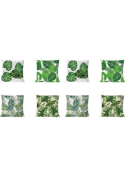 8pcs Bitki Yastık Kapağı Tropik Ağacı Yeşil Yastık Kapağı Palmiye Yaprağı Dekoratif Yastıklar Çiçek Yastık Kapağı 45X45CM (Yurt Dışından)