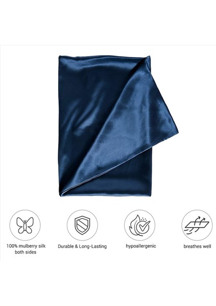Her Iki Taraf Da Saç ve Cilt Için Doğal Saf Dut Ipek Yastık Kılıfı 600 Iplik Sayısı 50X75CM-NAVY Mavi (Yurt Dışından) modelleri