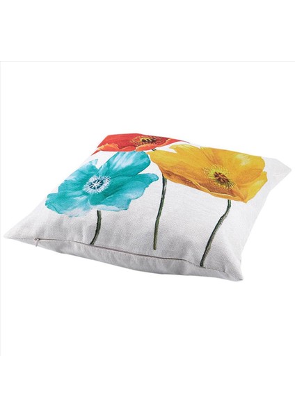 5x Keten Kare Dekoratif Atma Yastık Kılıfı Yastık Kapağı Büyüleyici Güzel Üç Renkli Kırmızı Sarı Mavi Haşhaş Çiçekler (Yurt Dışından) fiyatları