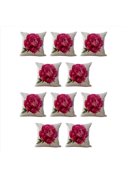 10X Vintage Çiçek/çiçek Keten Dekoratif Atış Yastık Kılıfı Yastık Kapağı Ev Kanepe Dekoratif Gül (Yurt Dışından)