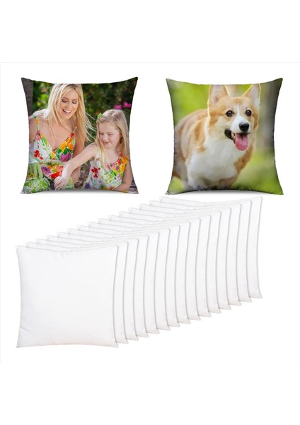 15 Adet Süblimasyon Boşlukları Yastık Kılıfları 16X16INCH Beyaz Yastık Kapak Yastık Kapakları Isı Transferi Diy Özel Resim (Yurt Dışından)