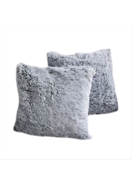 Lüks Serisi Ombre Kürk Yastık Kapakları Çift Taraflı Kanepe/yatak Için Dekoratif Atış Yastık Kılıfı 2 Set (Yurt Dışından)