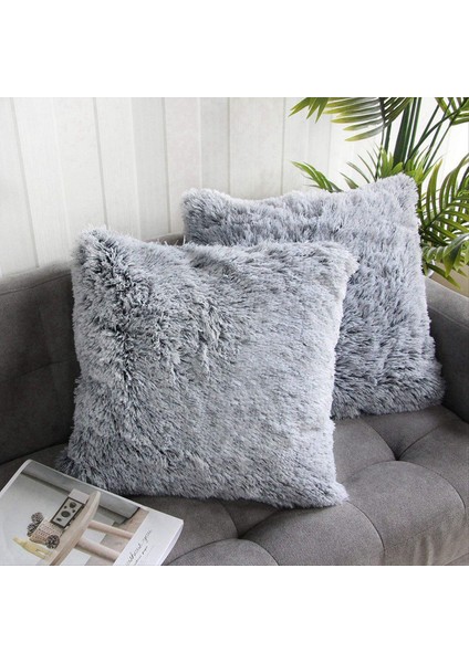 Lüks Serisi Ombre Kürk Yastık Kapakları Çift Taraflı Kanepe/yatak Için Dekoratif Atış Yastık Kılıfı 2 Set (Yurt Dışından) fırsatları