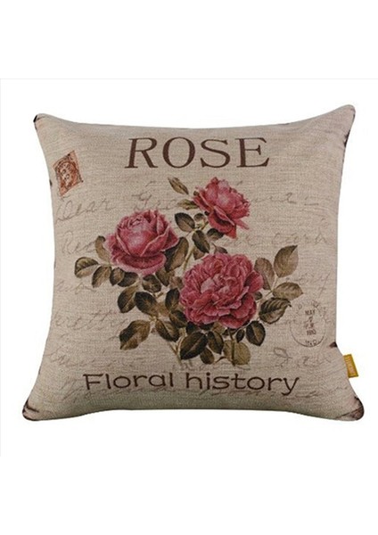 5x Vintage Çiçek/çiçek Keten Dekoratif Atma Yastığı Kılıf Yastık Kapağı Evde Kanepe Dekoratif (3 Gül) (Yurt Dışından) fiyatları