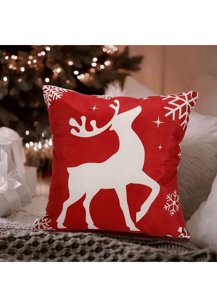 Noel Yastığı Kapakları 18X18 Set 8 Noel Süslemeleri Çiftlik Evi Yastık Kaskası Yastık Kılıfı Ev Dekor (Yurt Dışından) fiyatları