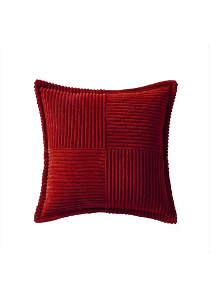 Kadife Yastık Kapakları Eklemeli Yumuşak Kanepe Yastık Kapakları Geniş Çizgili Dekoratif Dokulu Atma Yastıkları Kırmızı (Yurt Dışından)