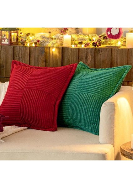 Kadife Yastık Kapakları Eklemeli Yumuşak Kanepe Yastık Kapakları Geniş Çizgili Dekoratif Dokulu Atma Yastıkları Kırmızı (Yurt Dışından) modelleri