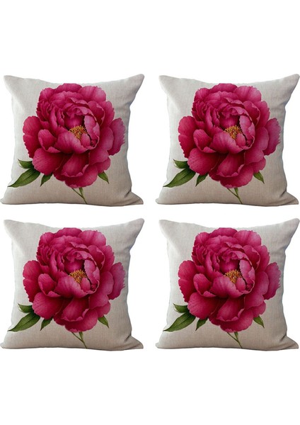 4x Vintage Çiçek/çiçek Keten Dekoratif Atma Yastık Kılıfı Yastık Kapağı Ev Çörek Dekoratif Gül (Yurt Dışından)