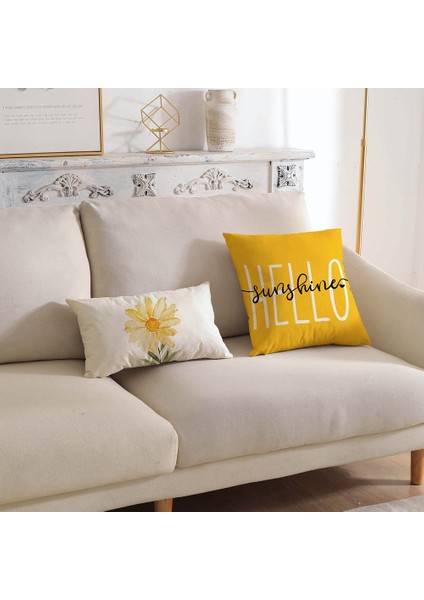Yaz Yastığı Kapakları 18X18 Set 4 Çiftlik Evi Atma Yastıkları Yaz Süslemeleri Daisy Yastık Kılıfı Kanepe Dekoru (Yurt Dışından) indirimleri