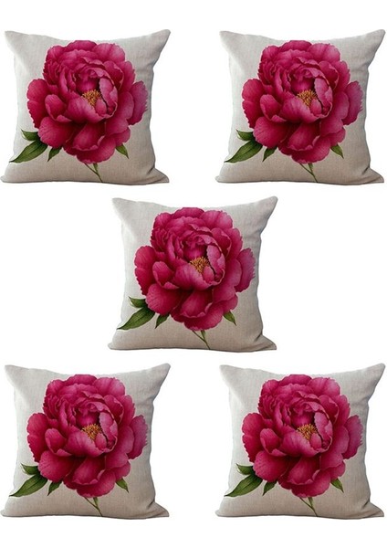 5x Vintage Çiçek/çiçek Keten Dekoratif Atış Yastık Kılıfı Yastık Kapağı Ev Kanepe Dekoratif Gül (Yurt Dışından)