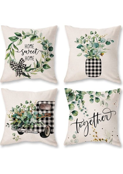 Bahar Yastığı Kapakları 18X18 Set 4 Bahar Süslemesi Okaliptüs Yapılır Çiftlik Evi Yastık Atma Evi Dekorları Yastık Kılıfı (Yurt Dışından)