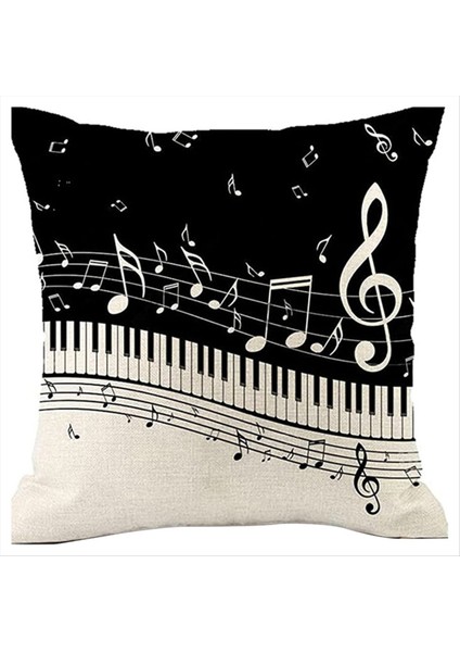 Müzik Notu Yastık Kapağı Atma Yastığı Kapağı Yeni Yaşam Serisi Dekoratif Atma Yastığı Kılıfı Çift Yan Tasarım C (Yurt Dışından)