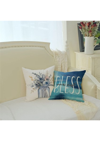 Bahar Yastığı Kapakları 18 x 18 Set 4 Yay Dekorasyonu Çiftlik Evi Yastıklar Ev Dekor Dekor Sofa Kanepe Yastık Kılıfları (Yurt Dışından) indirimleri